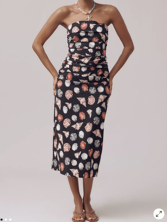 Anthropologie Dresses & Skirts - Anthropologie Black Strapless Seashell-Print Midi Dress